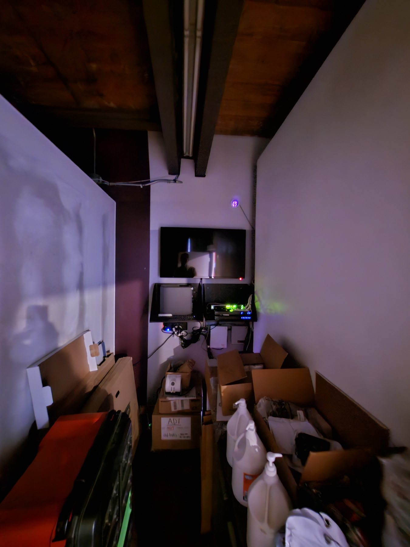 IT room before the rack and two-display installation